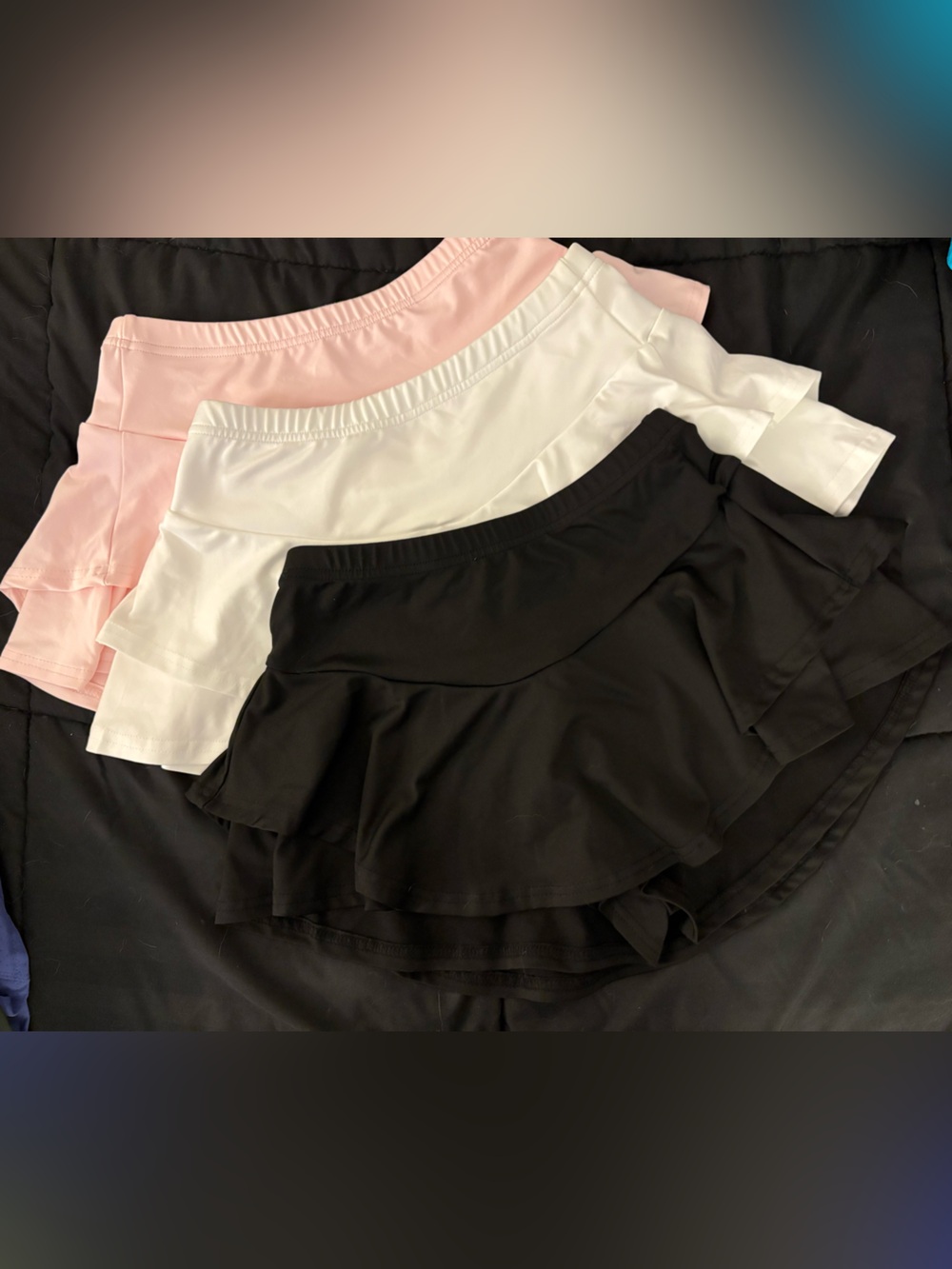 SHEIN Black, White & Light Pink Ruffle Skort Trio